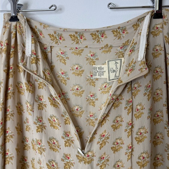 April Cornell vintage Cream and mustard Floral ruffle back midi/Maxi Skirt S - Picture 6 of 7